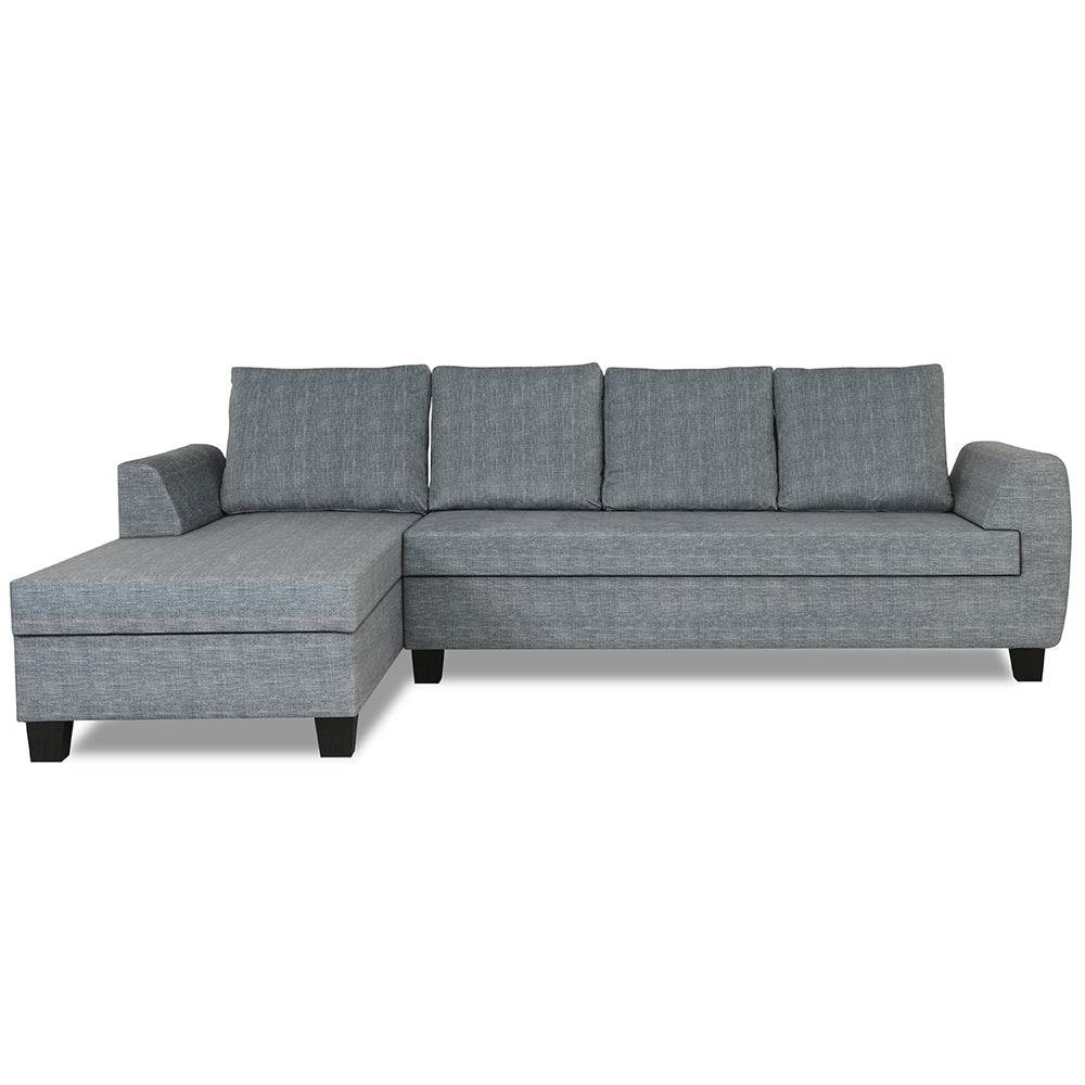 Adorn India Raiden Decent Premium L Shape 6 Seater Sofa Set with Center Table (Left Hand Side) (Grey) (3 Year Warranty)