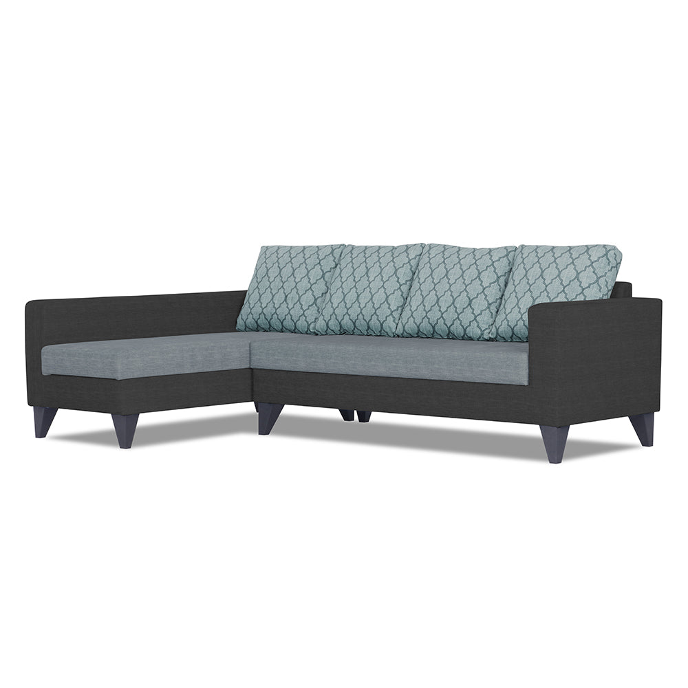 Adorn India Beetle Plus Blossom L Shape 6 Seater Sofa Set (Left Hand Side) (Black & Grey) (3 Year Warranty)
