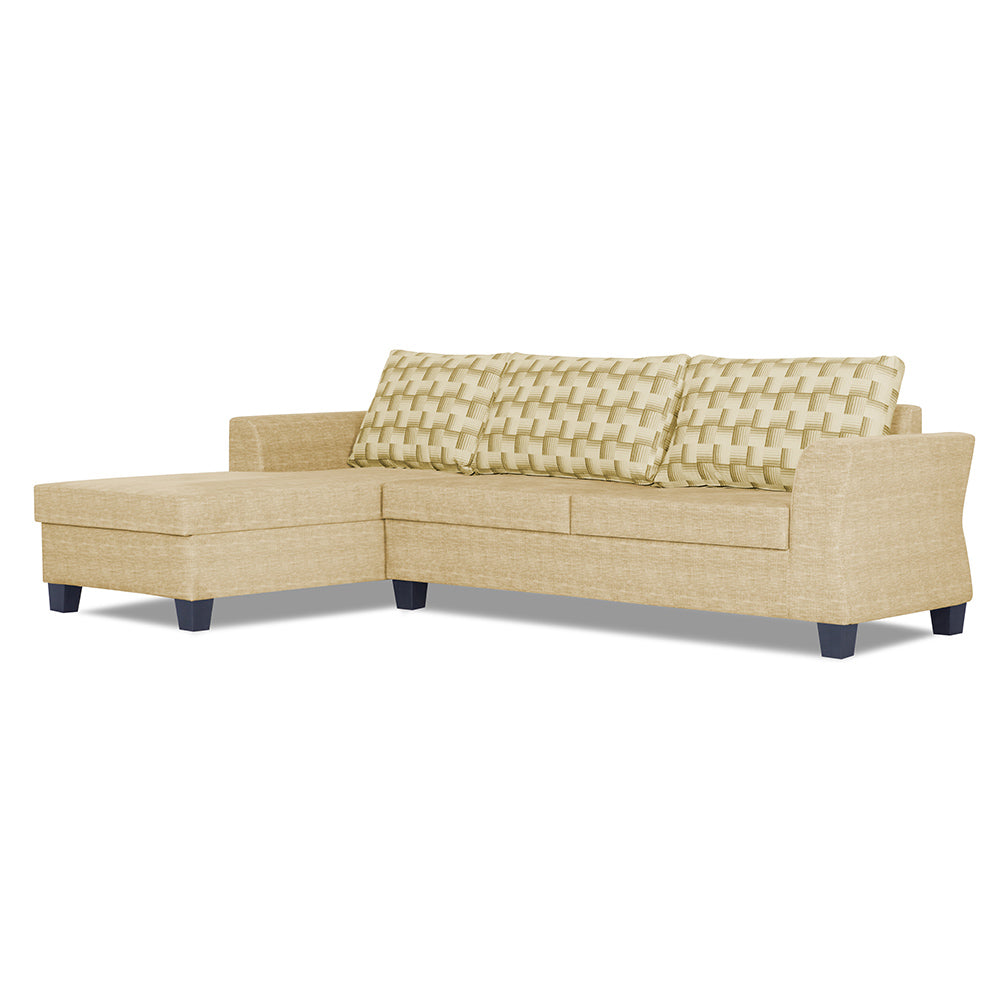 Adorn India Valencia Plus Bricks L Shape 6 Seater Sofa Set (Left Hand Side) (Beige)