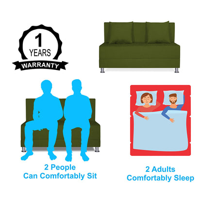 Adorn India Easy Alyn Plus Decent 2 Seater Sofa Cum Bed (4x6) (Green) (1 Year Warranty)