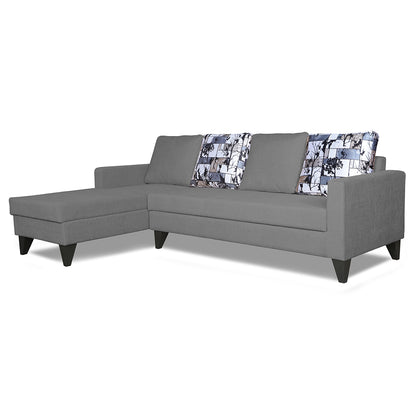 Adorn India Hallton L Shape 5 Seater Sofa Set Digitel Print (Left Hand Side) (Grey) (3 Year Warranty)