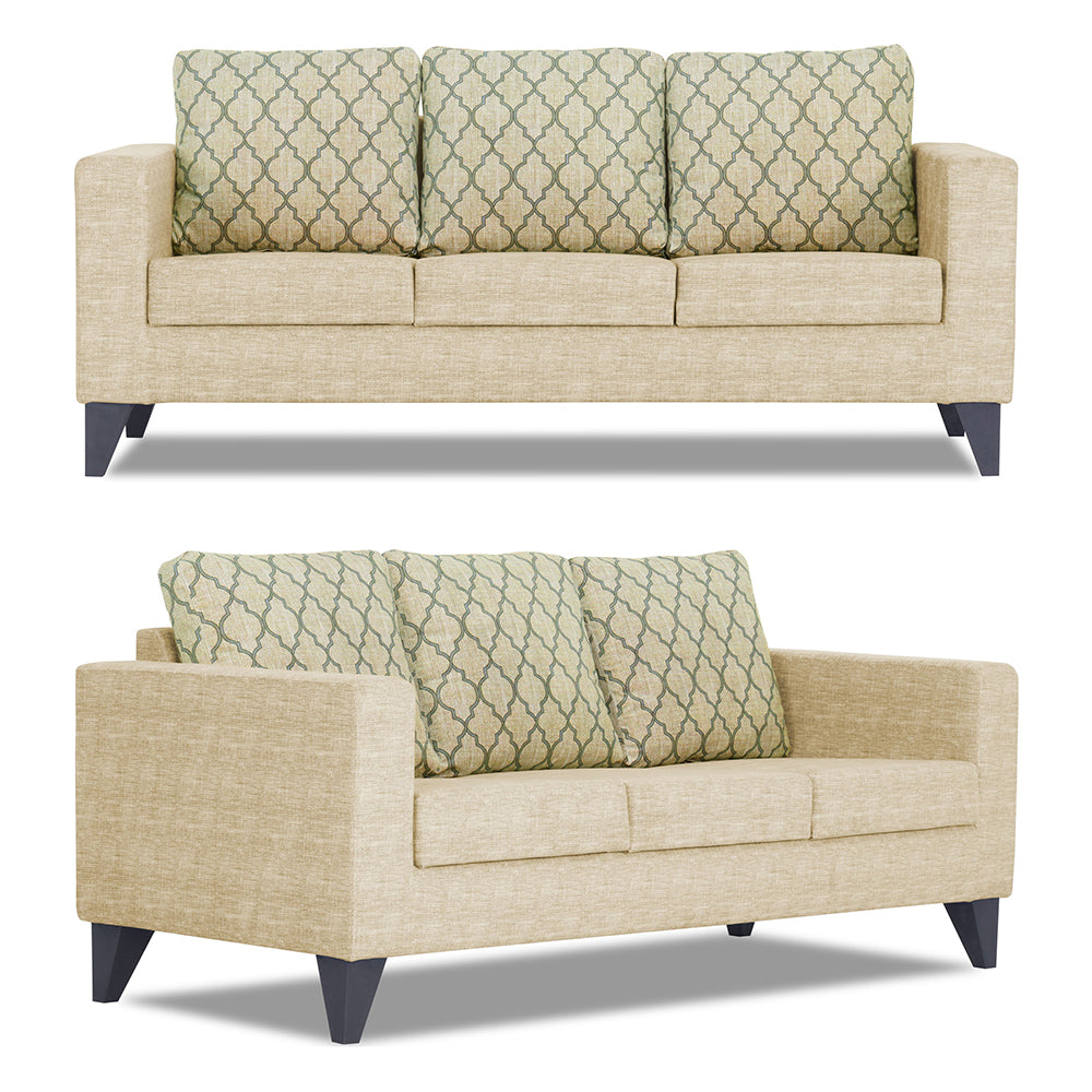 Adorn India Straight line Plus Blossom 3+2+1 6 Seater Sofa Set (Beige) (3 Year Warranty)