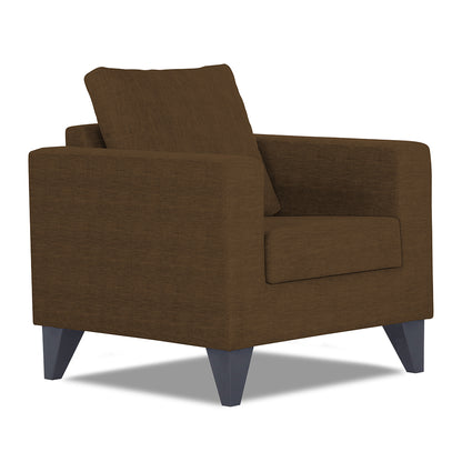 Adorn India Wood Hallton Plain 1 Seater Sofa (Brown) (3 Year Warranty)