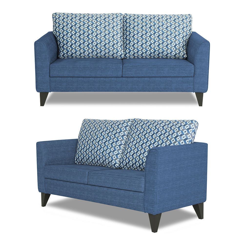 Adorn India Tornado Bricks 3+2+1 6 Seater Sofa Set with Centre Table (Blue)