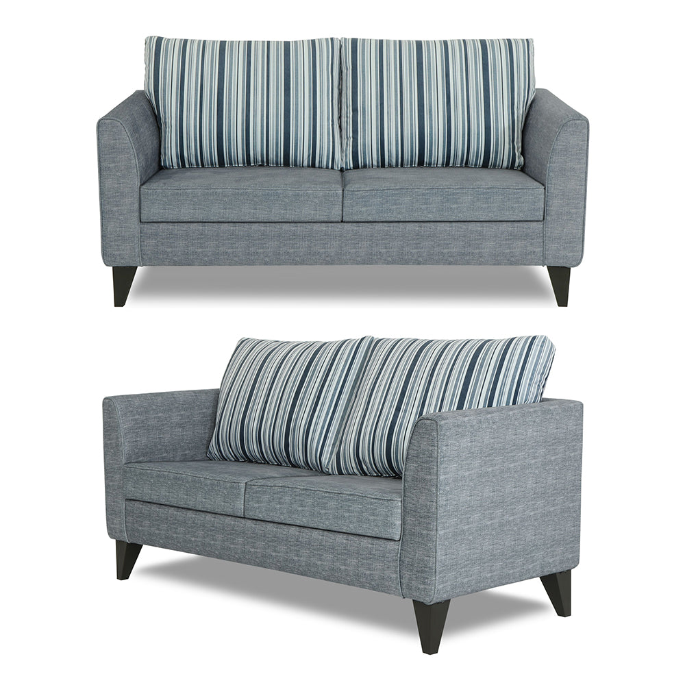 Adorn India Lawson Stripes 3+2 5 Seater Sofa Set with Centre Table (Grey)