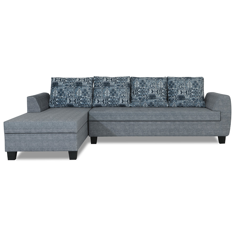 Adorn India Raiden Crafty L Shape 6 Seater Sofa Set with Center Table (Left Hand Side) (Grey) (3 Year Warranty)