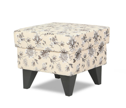 Adorn India Christoper 1 Seater Floral Print Puffy (Beige)