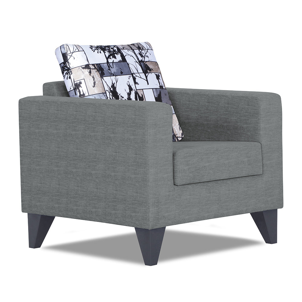 Adorn India Hallton Digitel Print 1 Seater Sofa (Grey) (3 Year Warranty)