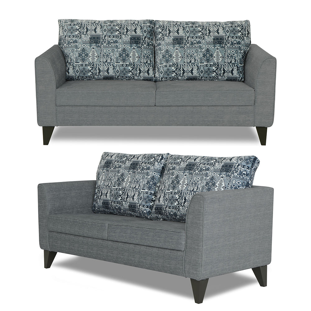 Adorn India Sheldon Craftys 3+2 5 Seater Sofa Set with Centre Table (Grey)