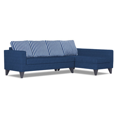 Adorn India Beetle Plus Stripes L Shape 6 Seater Sofa Set (Right Hand Side) (Blue) (3 Year Warranty)