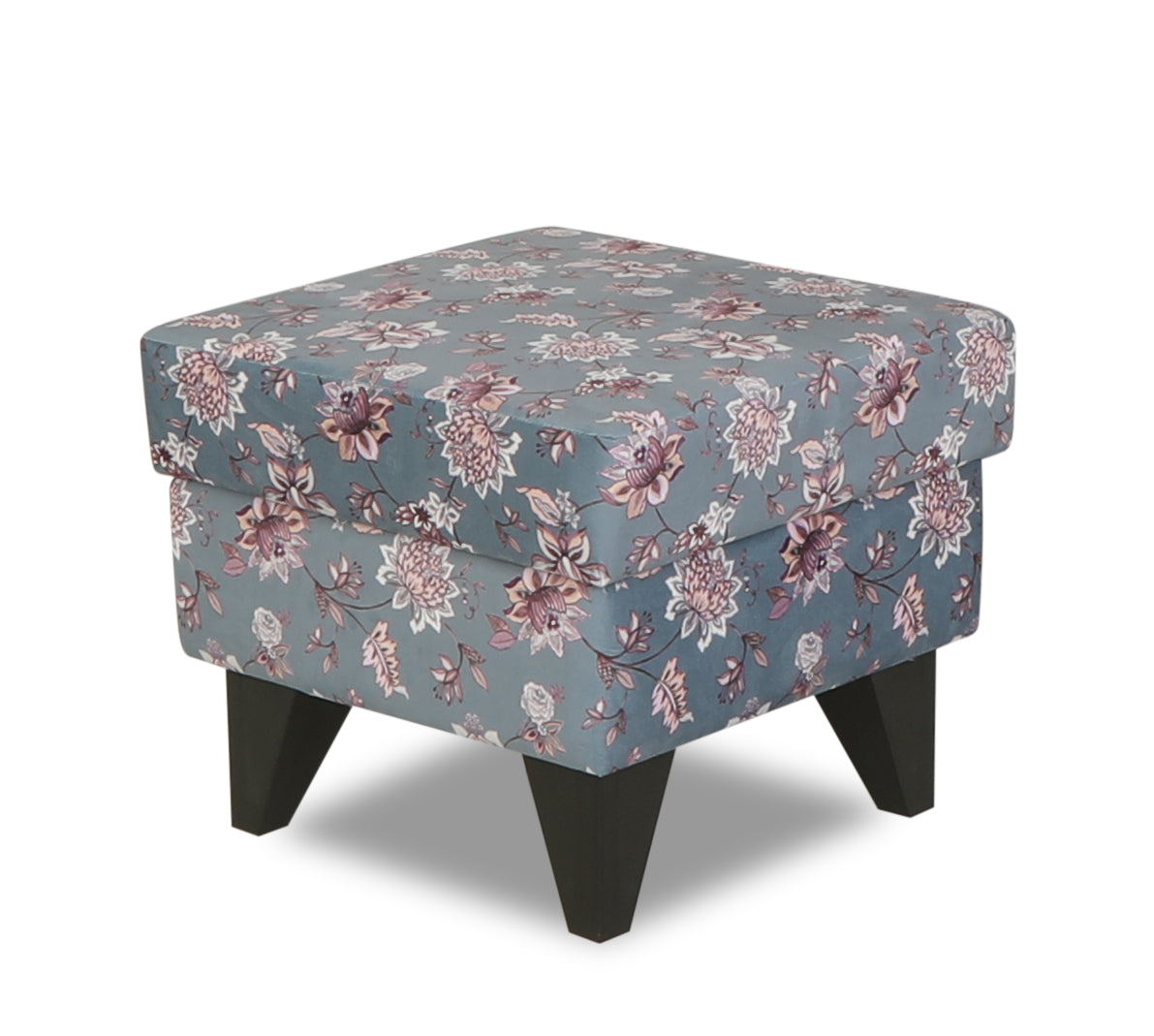 Adorn India Christoper 1 Seater Floral Print Puffy (Grey)