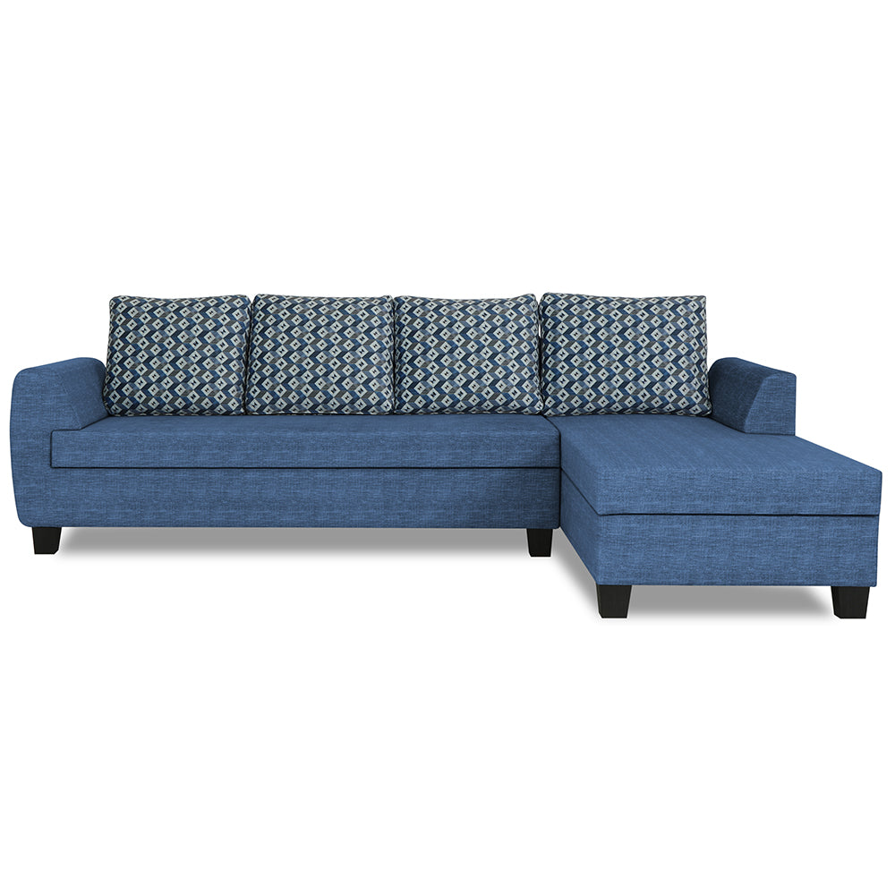 Adorn India Raiden Bricks Premium L Shape 6 Seater Sofa Set with Center Table (Right Hand Side) (Blue) (3 Year Warranty)