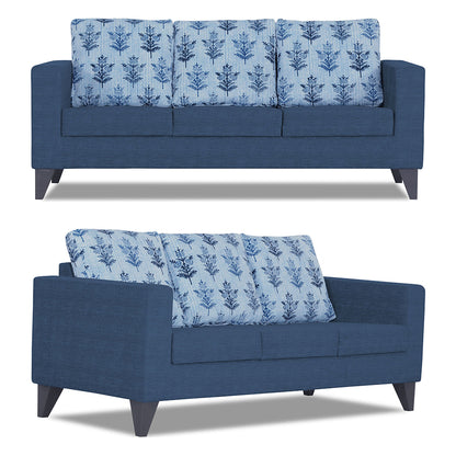 Adorn India Straight line Plus Leaf 3+2+1 6 Seater Sofa Set (Blue) (3 Year Warranty)