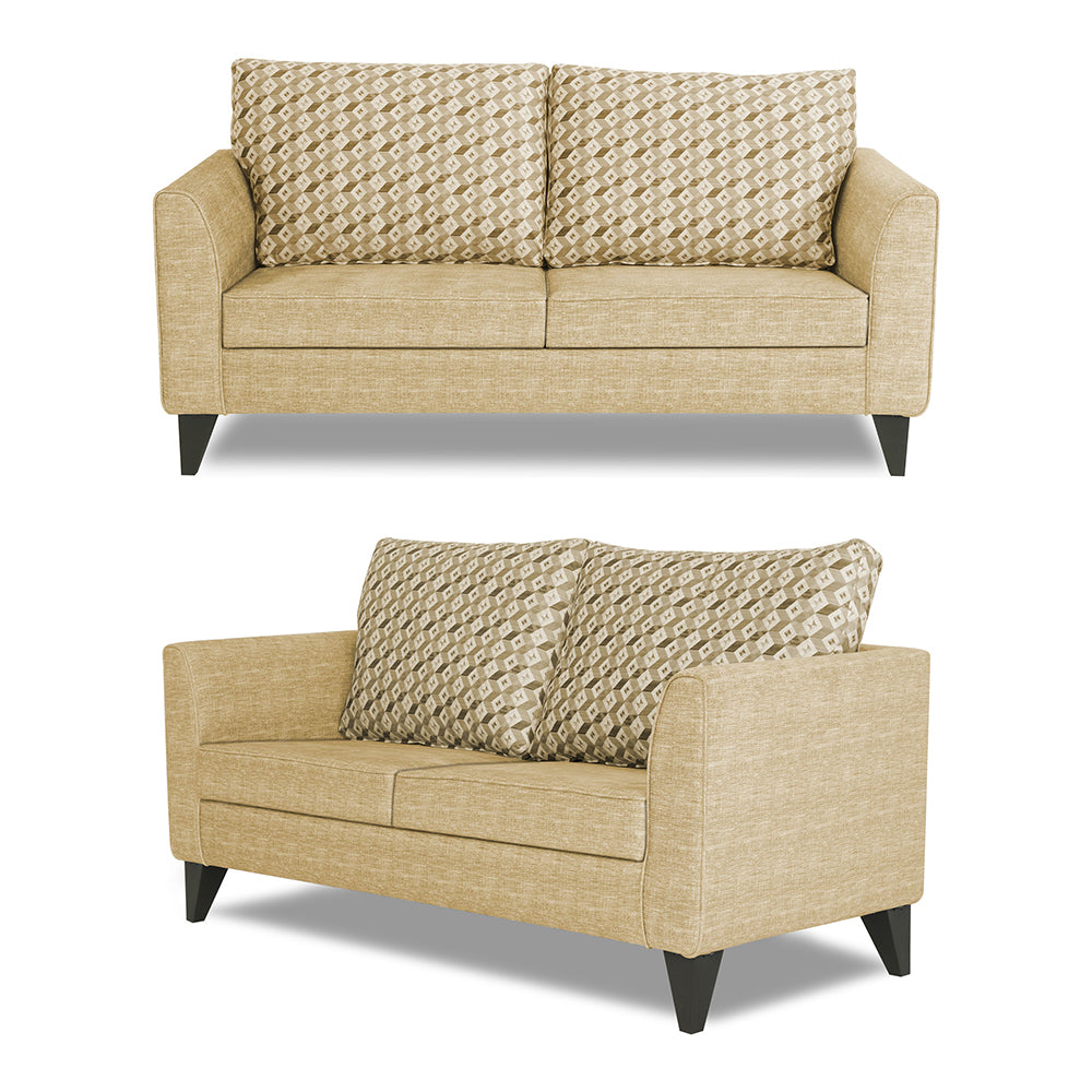 Adorn India Tornado Bricks 3+2 5 Seater Sofa Set with Centre Table (Beige)