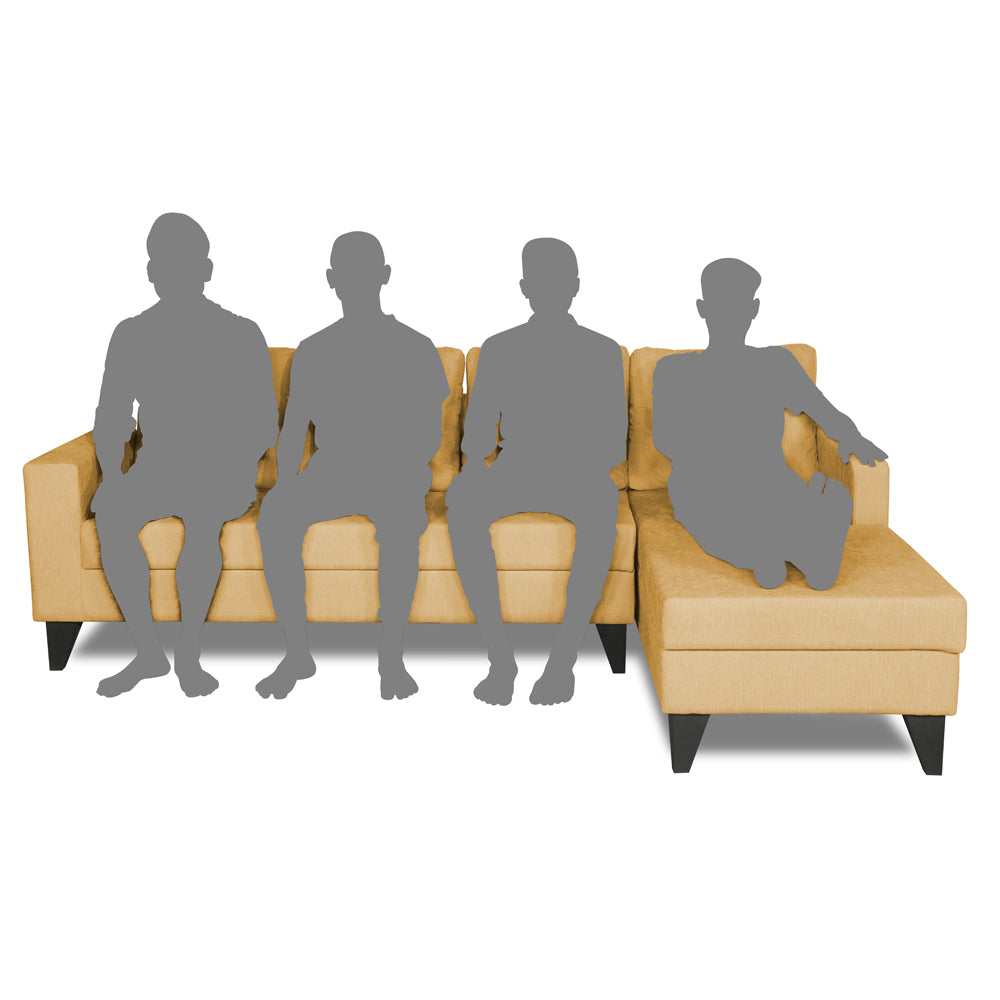 Adorn India Hallton Plain L Shape 6 Seater Sofa Set RHS (Beige) (3 Year Warranty)