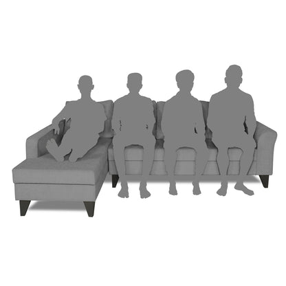 Adorn India Maddox Stripes L Shape 6 Seater Sofa Set LHS (Grey) (3 Year Warranty)