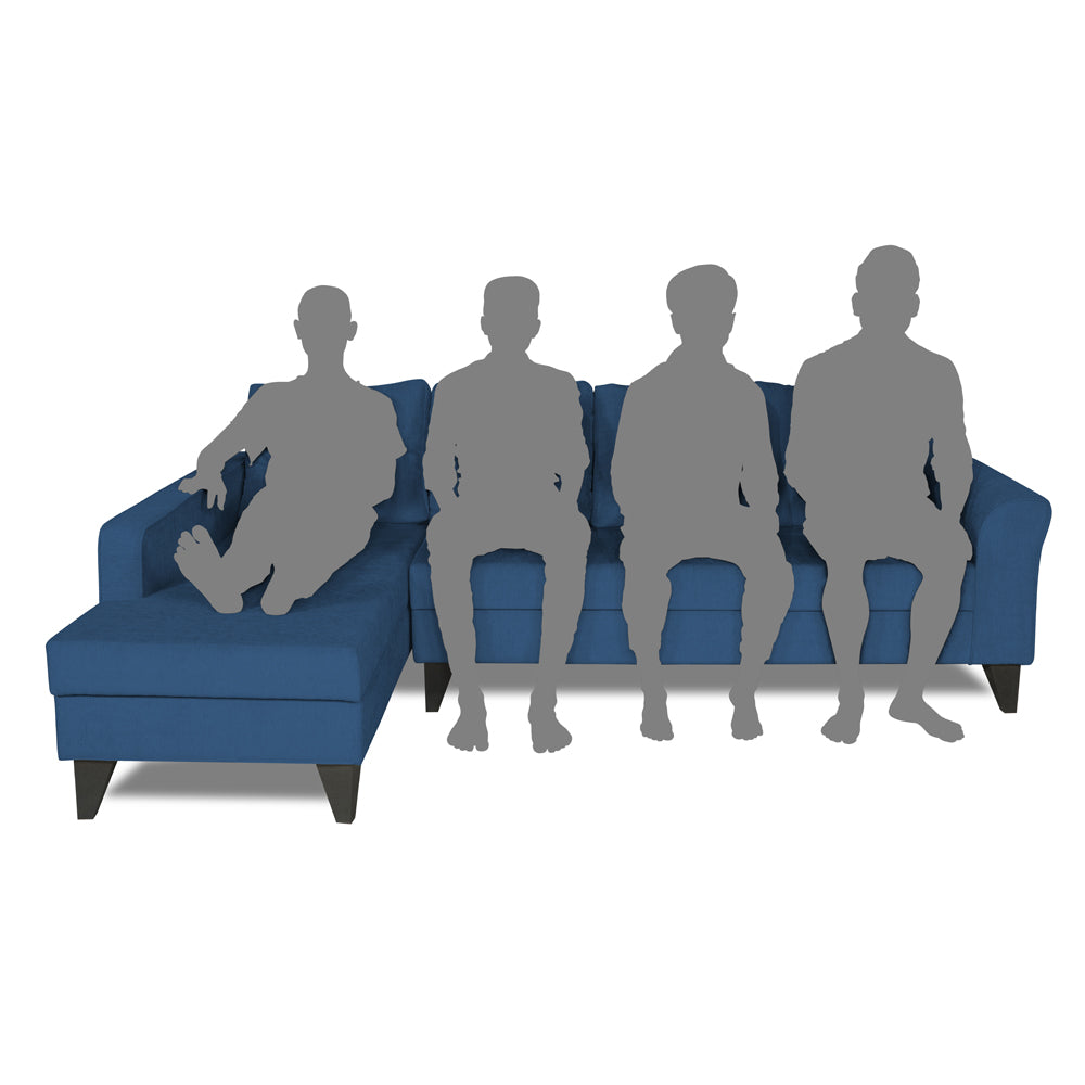 Adorn India Maddox L Shape Left Hand Side Stripes 6 Seater Sofa Set (Blue) (3 Year Warranty)