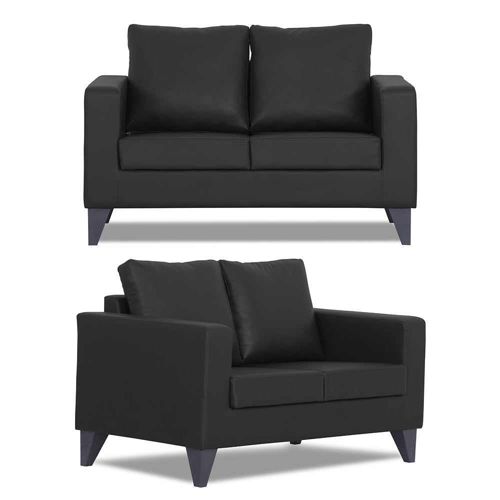 Adorn India Straight line Plus Leatherette 3+2+1 6 Seater Sofa Set (Black) (3 Year Warranty)