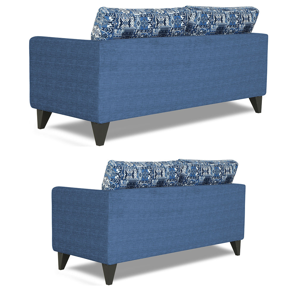 Adorn India Sheldon Crafty 3+2 5 Seater Sofa Set with Centre Table (Blue)