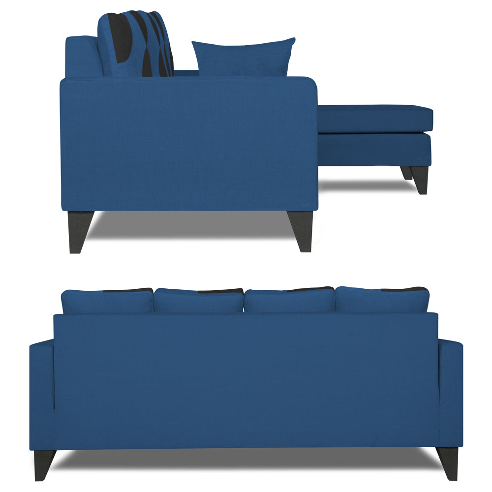 Adorn India Denver L Shape 5 Seater Sofa Set RHS (Blue) (3 Year Warranty)