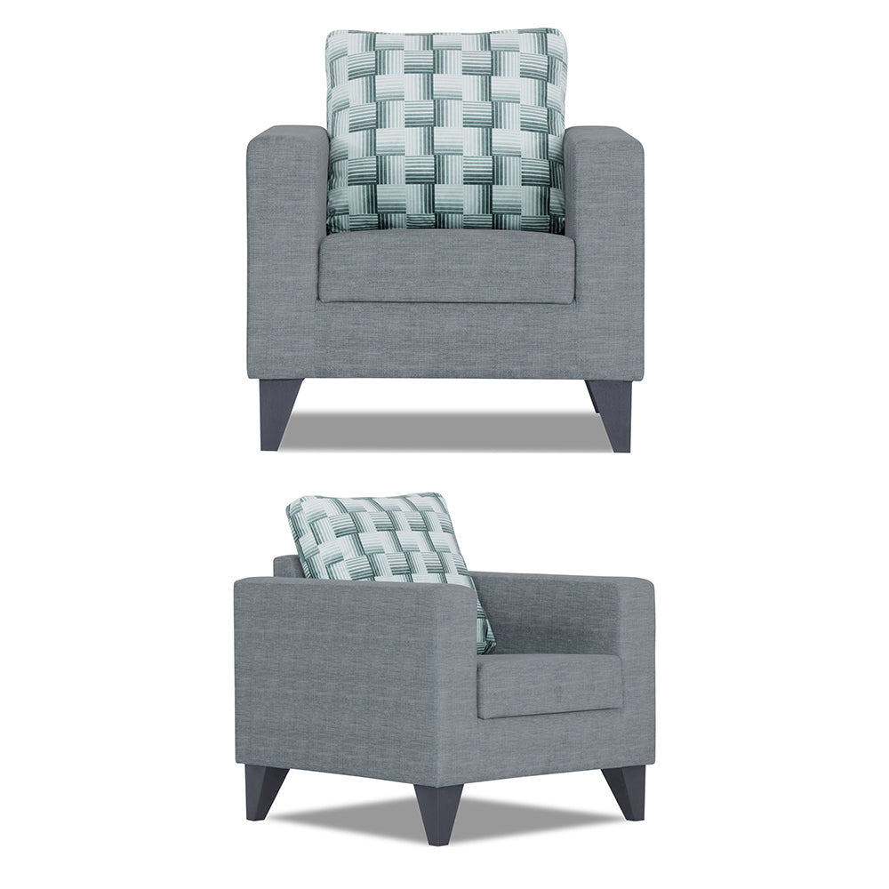 Adorn India Straight line Plus Bricks 3+1+1 5 Seater Sofa Set (Grey) (3 Year Warranty)