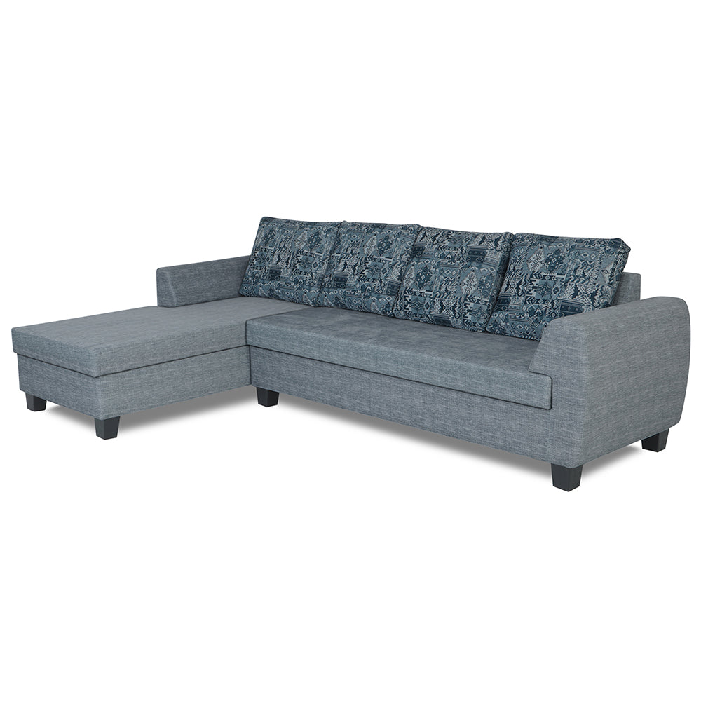 Adorn India Raiden Crafty L Shape 6 Seater Sofa Set with Center Table (Left Hand Side) (Grey) (3 Year Warranty)