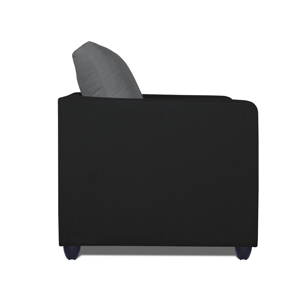 Adorn India Zink 1 Seater Sofa (Grey & Black)