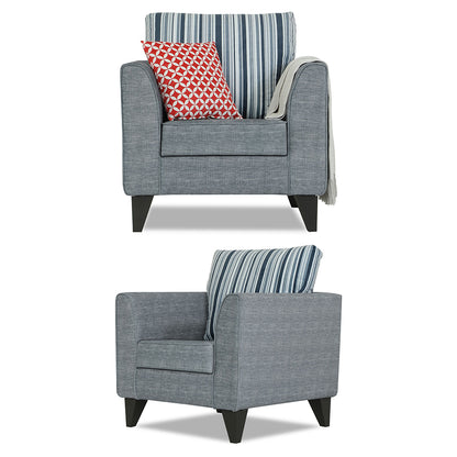 Adorn India Lawson Stripes 3+2+1 6 Seater Sofa Set with Centre Table (Grey)