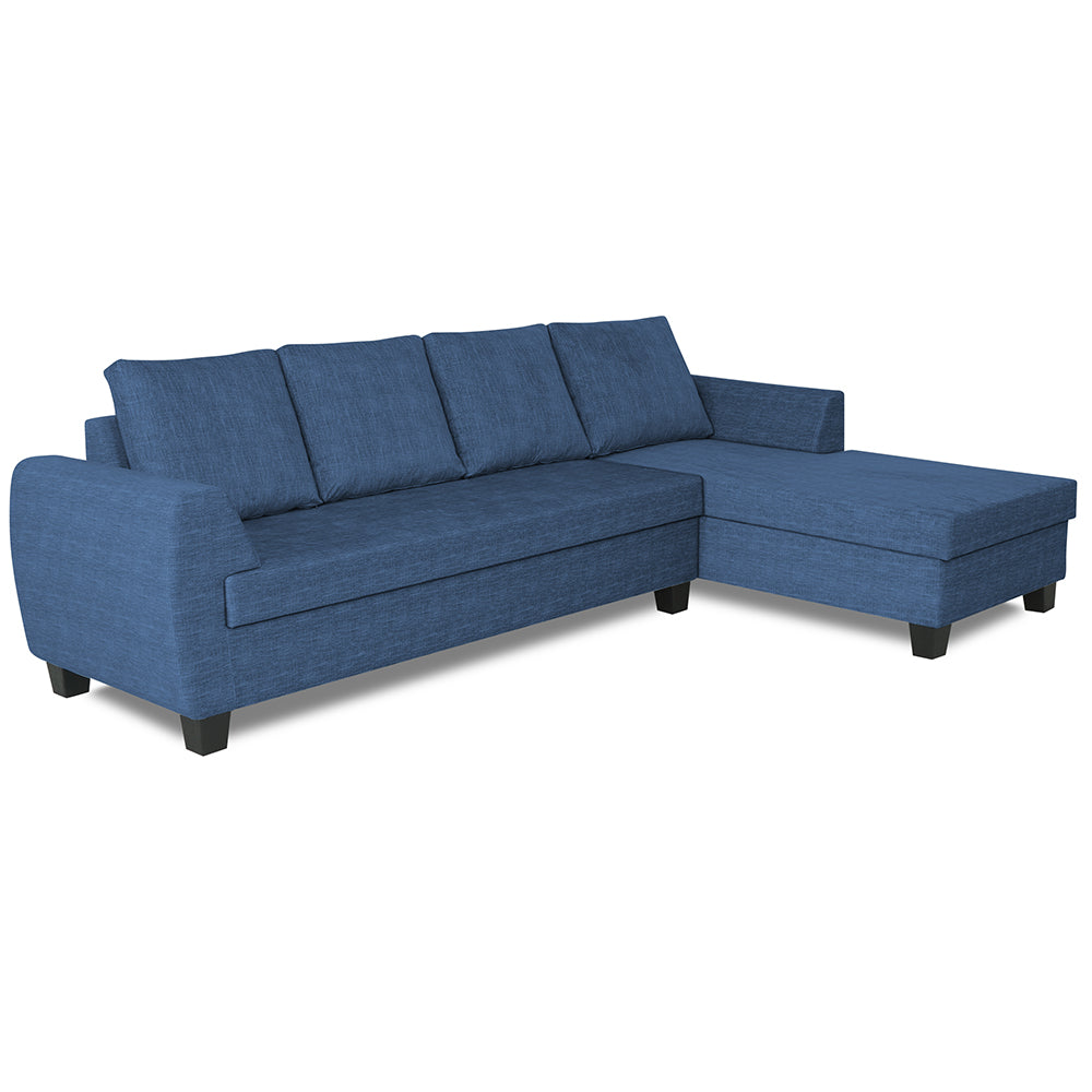 Adorn India Raiden Decent Premium L Shape 6 Seater Sofa Set with Center Table (Right Hand Side) (Blue) (3 Year Warranty)