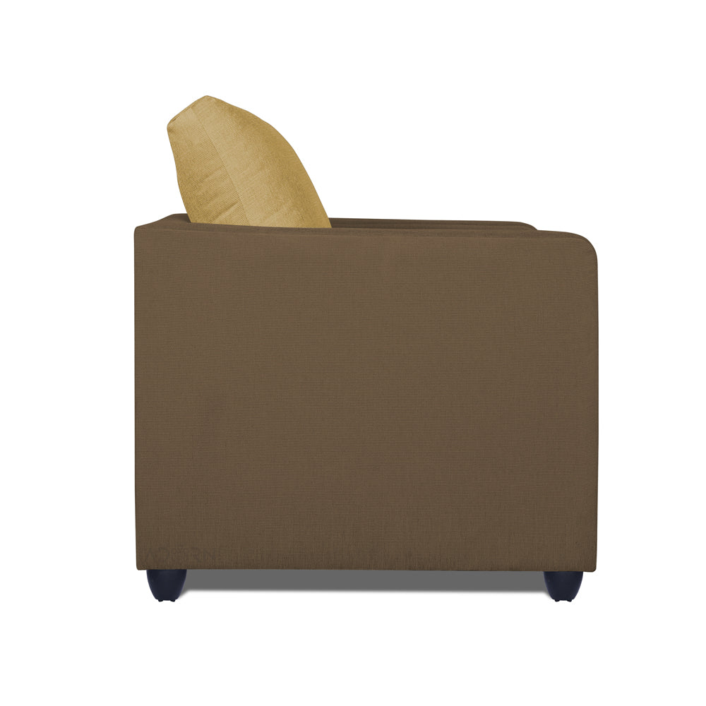 Adorn India Zink 1 Seater Sofa (Brown & Beige)