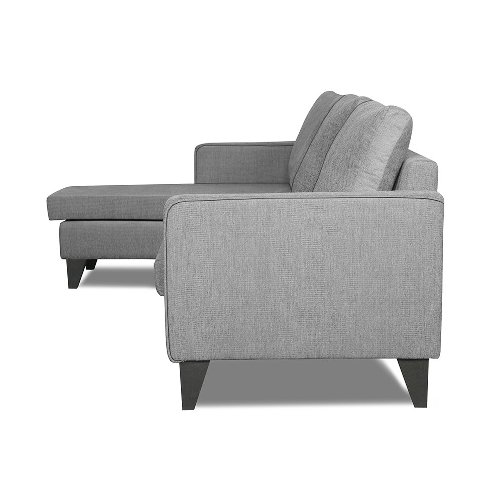 Adorn India Chandler L Shape 4 Seater Sofa Set Plain (Grey)
