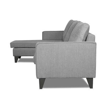 Adorn India Chandler L Shape 4 Seater Sofa Set Plain (Grey)