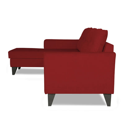 Adorn India Maddox Tufted L Shape 5 Seater Sofa Wood Sofa Set LHS (Maroon) (3 Year Warranty)