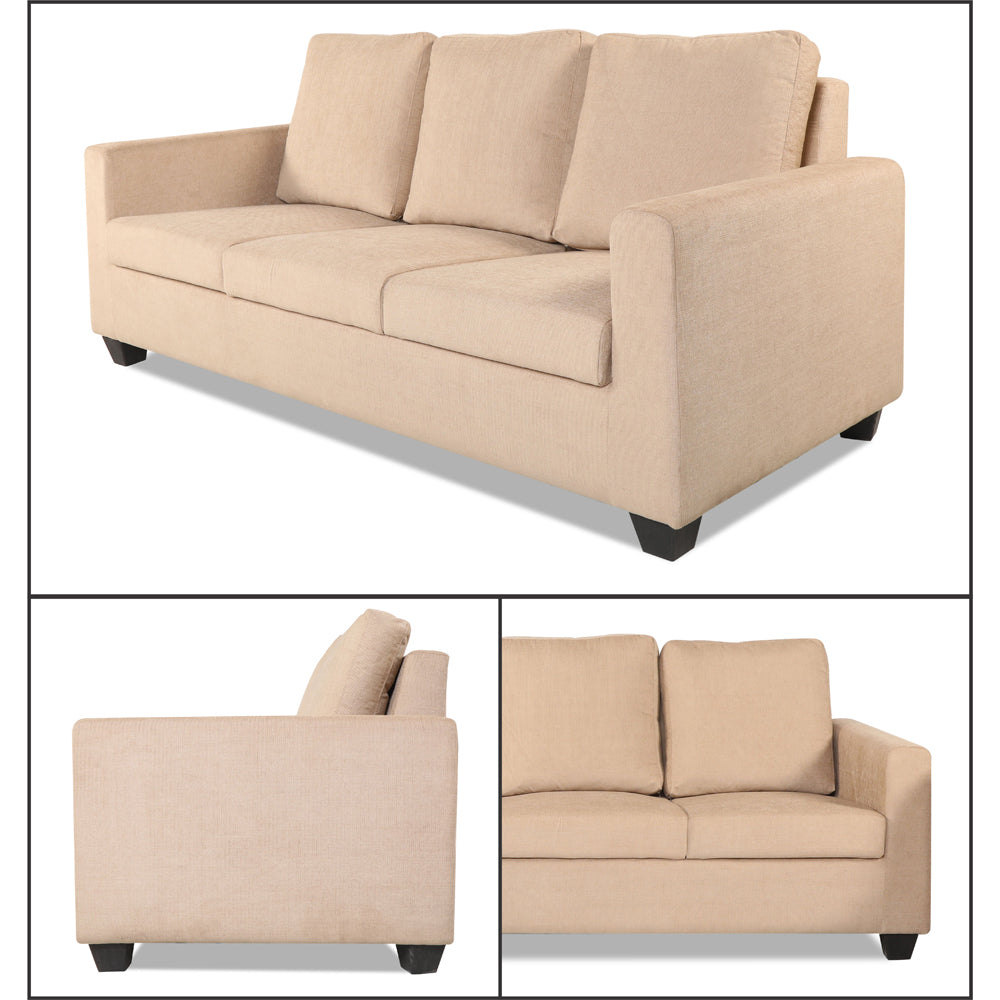 Adorn India Wood Russell 3-1-1 Five Seater Sofa Set (Beige)
