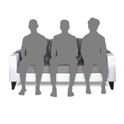 Adorn India Ashley Plain Leatherette Fabric 3 Seater Sofa (Grey & White) (3 Year Warranty)