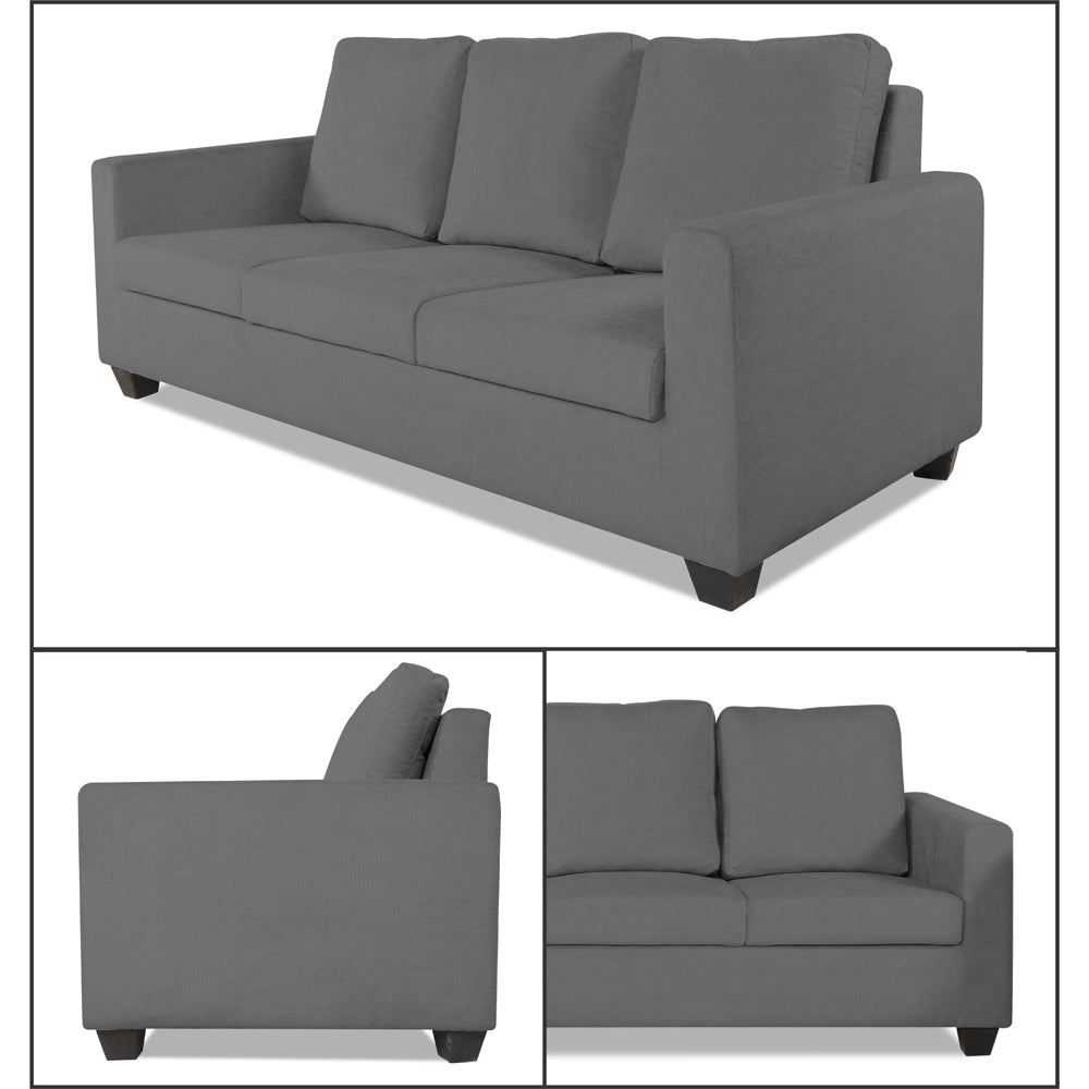 Adorn India Wood Russell 3-1-1 Five Seater Sofa Set (Grey)