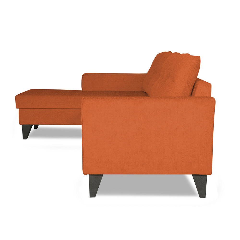 Adorn India Maddox Tufted L Shape 5 Seater Sofa Set LHS (Rust) (3 Year Warranty)