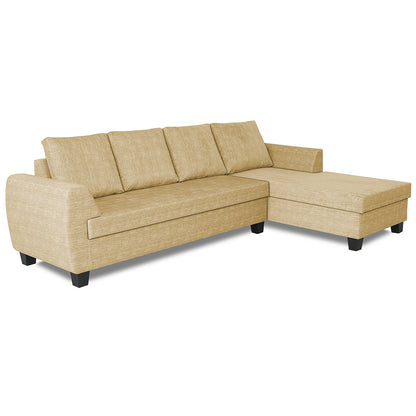 Adorn India Raiden Decent Premium L Shape 6 Seater Sofa Set with Center Table (Right Hand Side) (Beige) (3 Year Warranty)