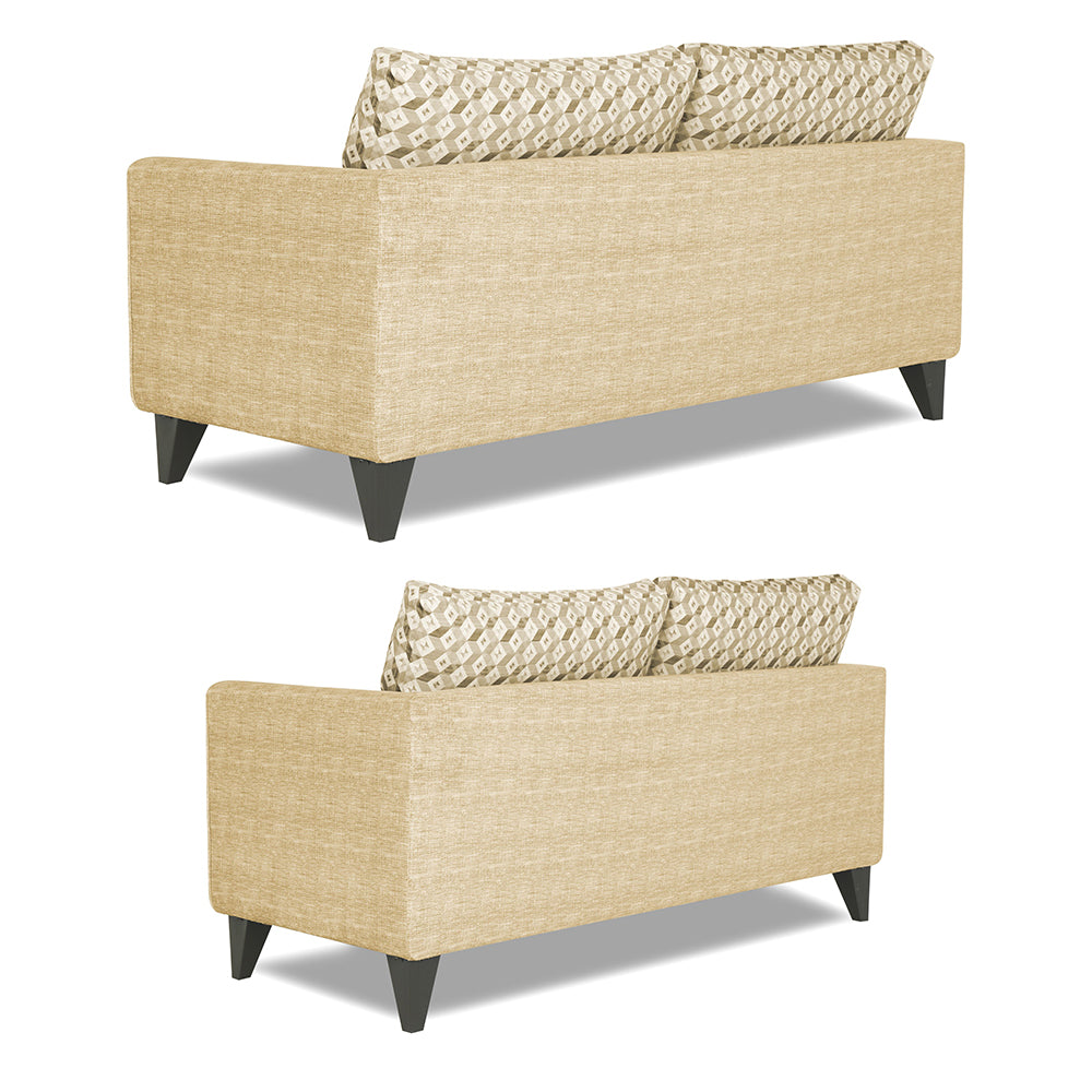 Adorn India Tornado Bricks 3+2 5 Seater Sofa Set with Centre Table (Beige)