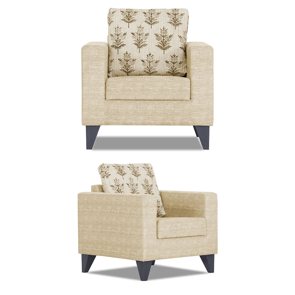 Adorn India Straight line Plus Leaf 3+1+1 5 Seater Sofa Set (Beige) (3 Year Warranty)