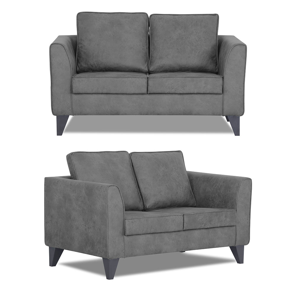 Adorn India Enzo Decent Premium Leatherette Suede 3+2 5 Seater Sofa Set (Grey)