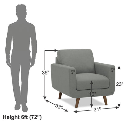 Adorn India Damian 1 Seater Sofa (Grey) (3 Year Warranty)