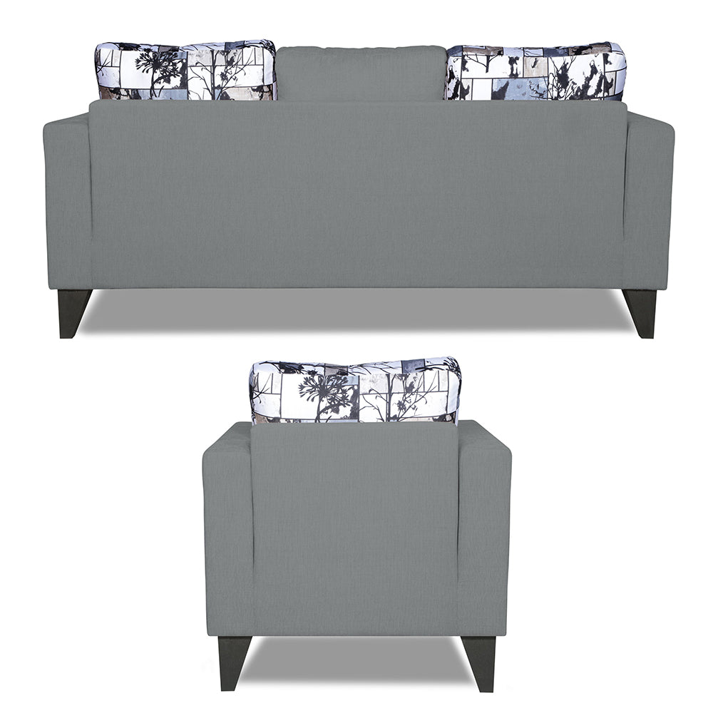 Adorn India Hallton Digital Print Cushion 3-1-1 Five Seater Sofa Set (Grey) (3 Year Warranty)