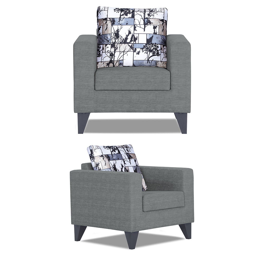 Adorn India Hallton Digitel Print Cushion 3+2+1 6 Seater Sofa Set (Grey) (3 Year Warranty)