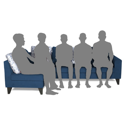Adorn India Bryson L Shape 6 Seater Sofa Set Digitel Print (Left Hand Side) (Blue) (3 Year Warranty)