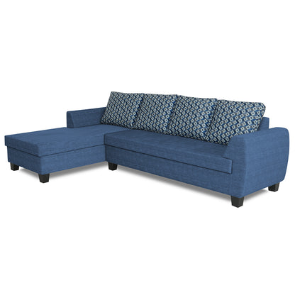 Adorn India Raiden Bricks Premium L Shape 6 Seater Sofa Set with Center Table (Left Hand Side) (Blue) (3 Year Warranty)