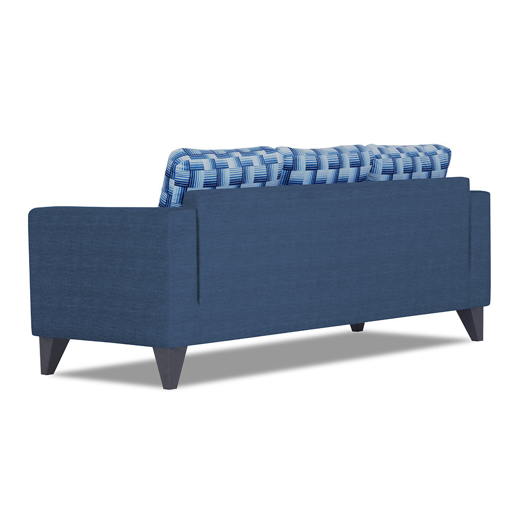 Adorn India Straight line Plus Bricks 3 Seater Sofa (Blue) (3 Year Warranty)