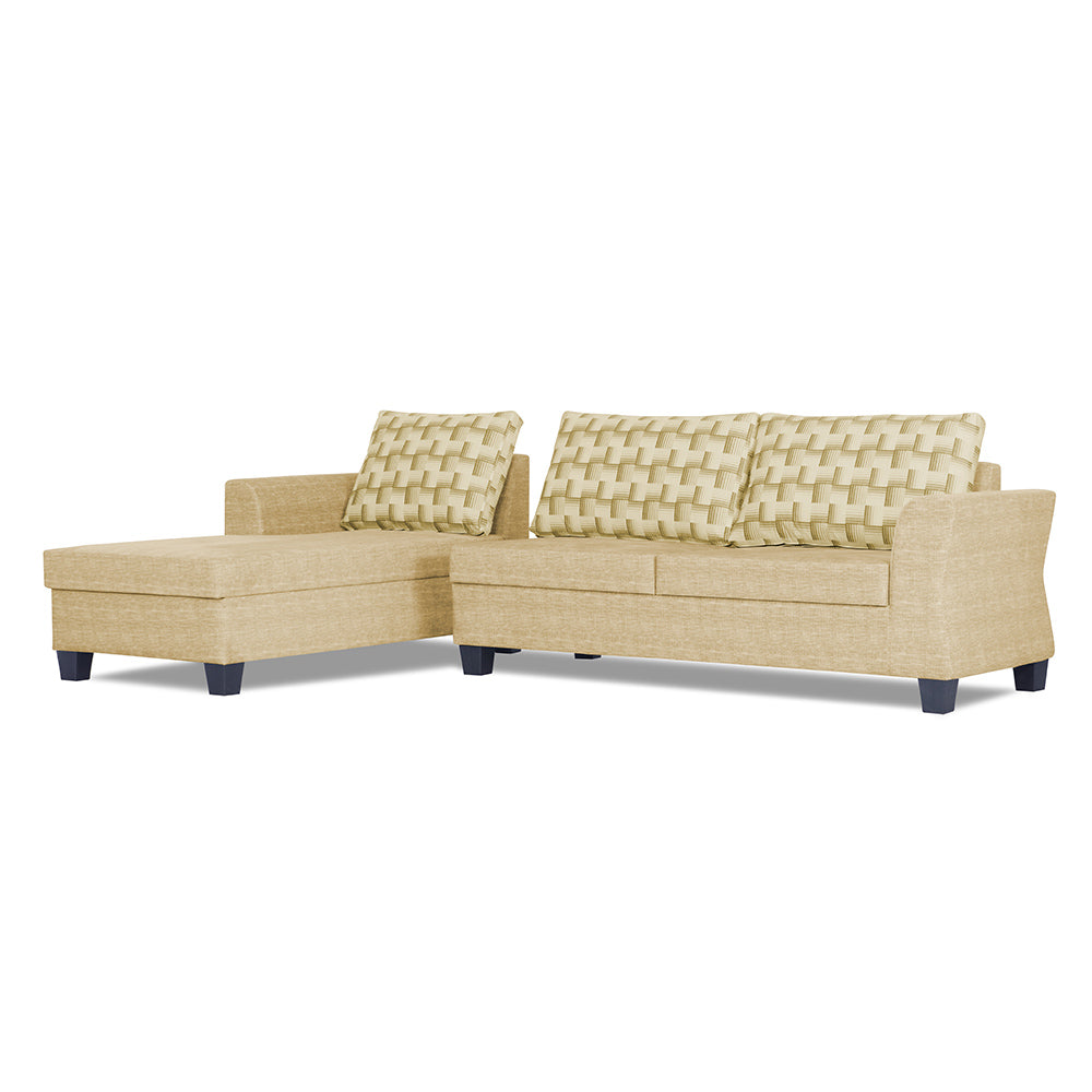 Adorn India Valencia Plus Bricks L Shape 6 Seater Sofa Set (Left Hand Side) (Beige)