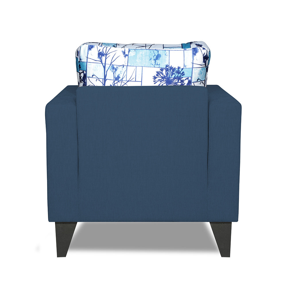 Adorn India Hallton Digitel Print 1 Seater Sofa (Blue) (3 Year Warranty)