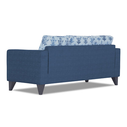 Adorn India Straight line Plus Leaf 3 Seater Sofa (Blue) (3 Year Warranty)